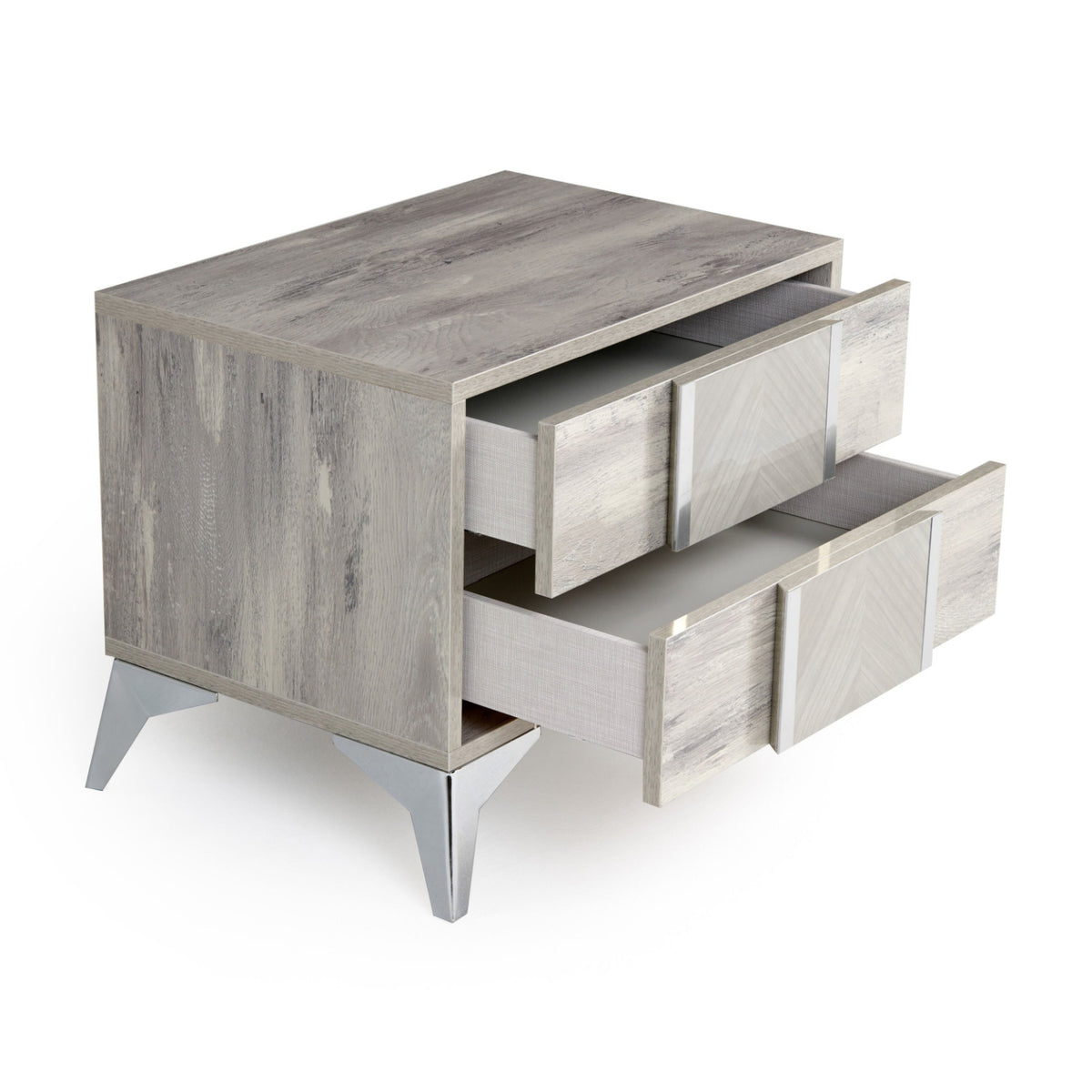 Gray Wooden 2-Drawer Nightstand | OROA Modern Alexa
