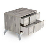 Gray Wooden 2-Drawer Nightstand | OROA Modern Alexa