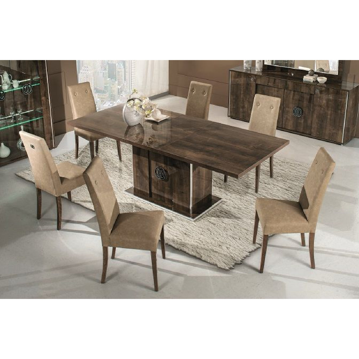 Glossy Wooden Extendable Dining Table | OROA Modern Athen