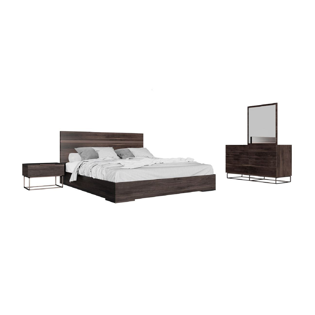 Dark Wooden Bed | OROA Modern Benzon