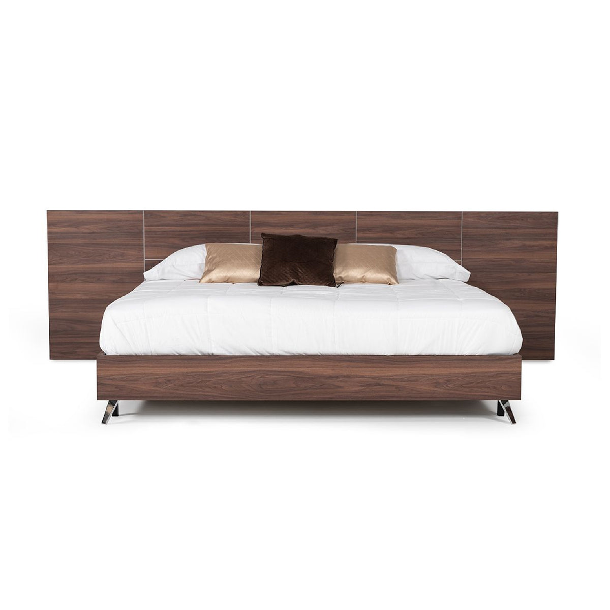 Walnut Extended-Headboard Queen Bed | OROA Modern Brooklyn