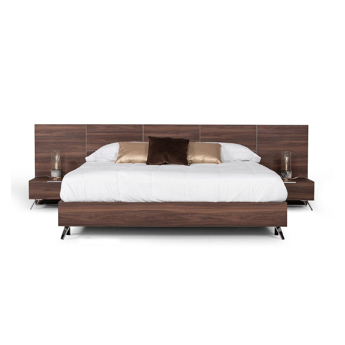 Walnut Extended-Headboard Queen Bed | OROA Modern Brooklyn