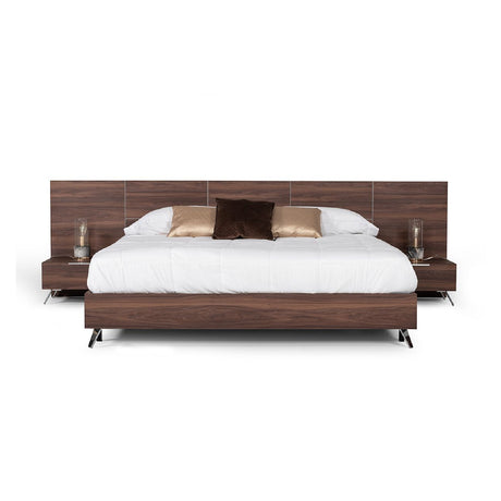 Walnut Extended-Headboard Queen Bed | OROA Modern Brooklyn