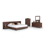 Walnut Extended-Headboard Queen Bed | OROA Modern Brooklyn