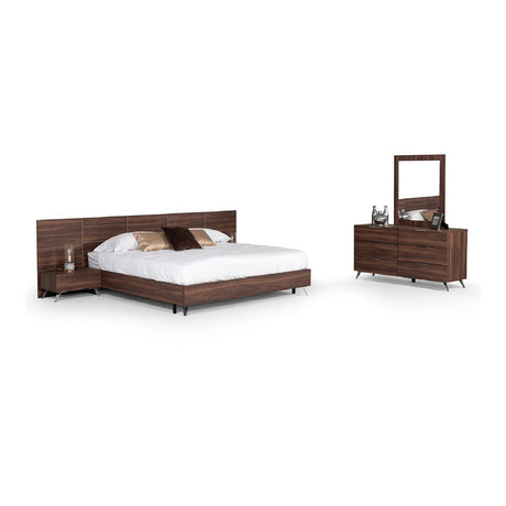 Walnut Extended-Headboard Queen Bed | OROA Modern Brooklyn