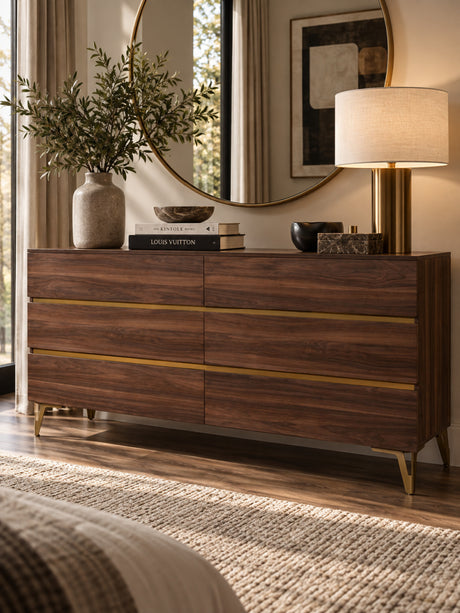 Walnut 6-Drawer Dresser | OROA Modern Calabria