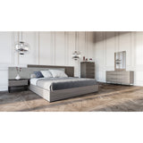 Modern European furniture - Gray Bed with Nightstands - www.oroa.com