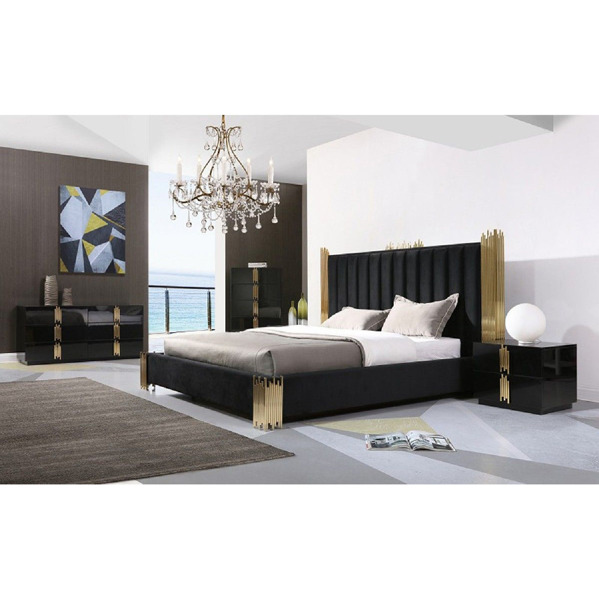 Modern European furniture - Black & Gold Bed - www.oroa.com