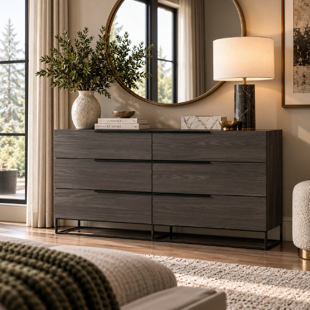 Gray Oak 6-Drawer Dresser | OROA Modern Enzo