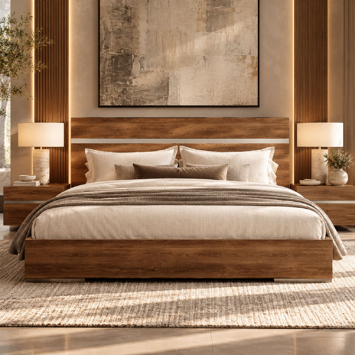 Modern European furniture - Light Oak Bed - www.oroa.com