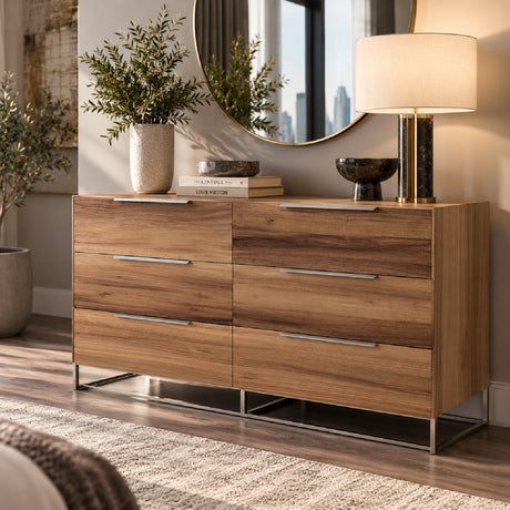 Light Oak 6-Drawer Dresser | OROA Modern Lorenzo
