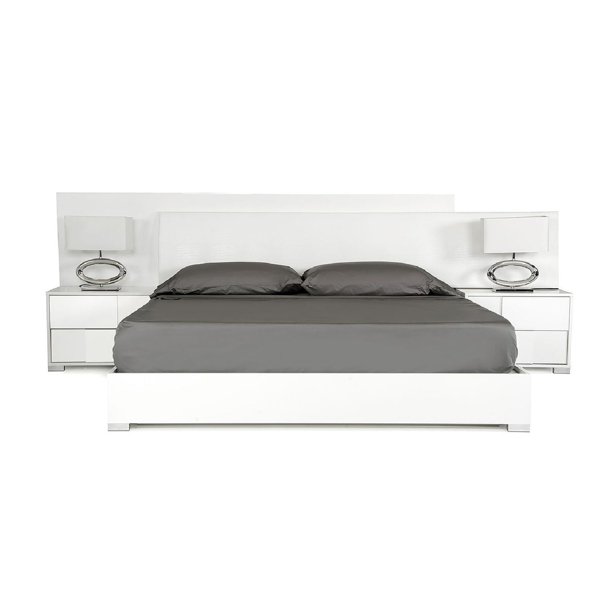 White Crocodile Leather Inspired Bed | OROA Modern Monza