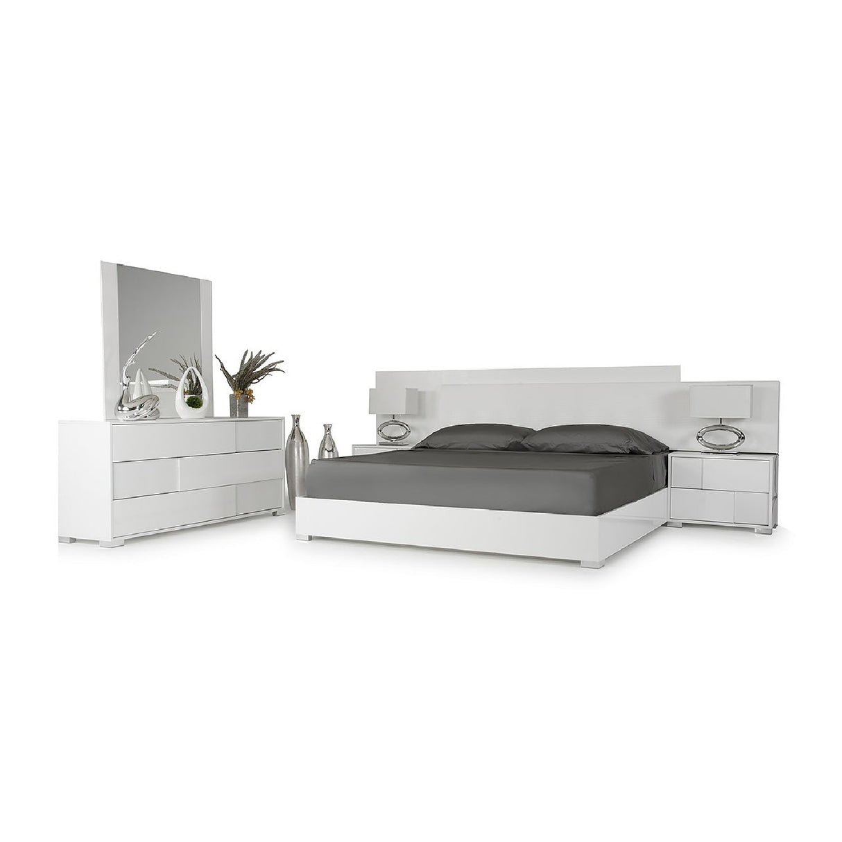 White Crocodile Leather Inspired Bed | OROA Modern Monza