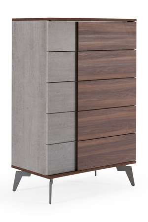 Concrete and Walnut 5-Drawer Chest | OROA Modern Palermo | Oroa.com