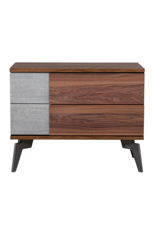 Concrete and Walnut 2-Drawer Nightstand | OROA Modern Palermo | Oroa.com