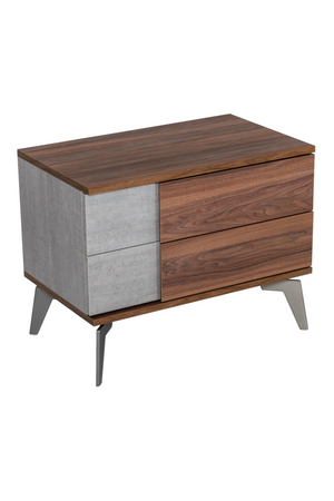 Concrete and Walnut 2-Drawer Nightstand | OROA Modern Palermo | Oroa.com