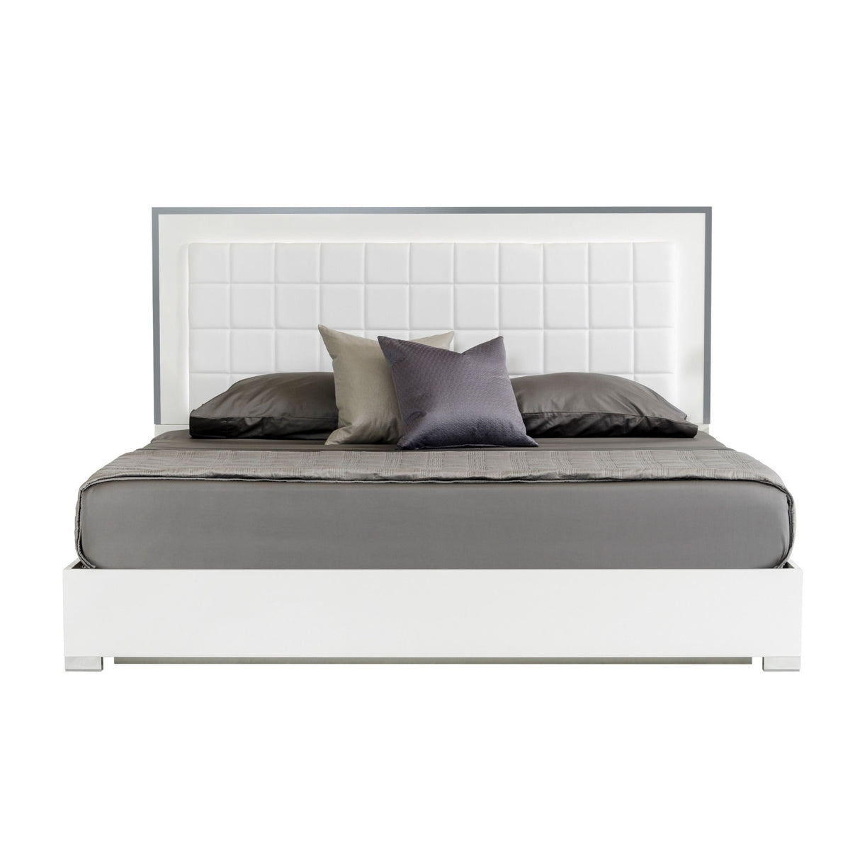 Tufted White Eco-Leather Bed | OROA Modern San Marino
