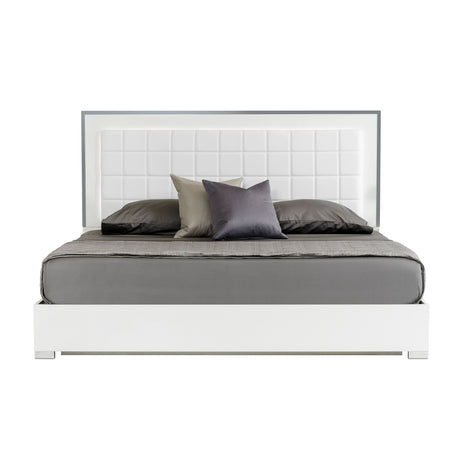 Modern European furniture - Tufted White Eco-Leather Bed - www.oroa.com