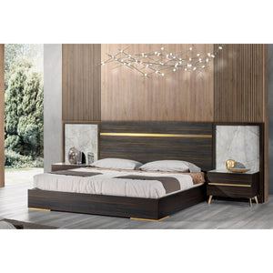 Velondra - Modern Eucalypto + Marble Bed with Two Nightstands | Oroa.com