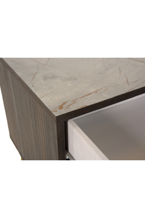Velondra - Modern Eucalypto + Marble Bed with Two Nightstands | Oroa.com