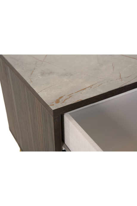 Velondra - Modern Eucalypto + Marble Bed with Two Nightstands | Oroa.com