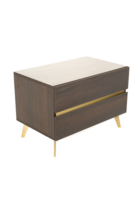 Velondra - Modern Eucalypto + Marble Bed with Two Nightstands | Oroa.com