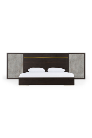 Velondra - Modern Eucalypto + Marble Bed with Two Nightstands | Oroa.com
