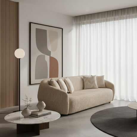 4 Seater Beige Fabric Sofa | OROA Modern Belinda | Oroa.com