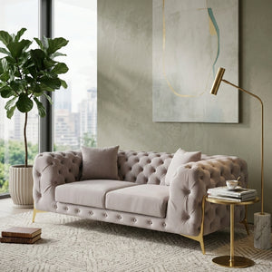   Button-Tufted Velvet Loveseat | Oroa.com