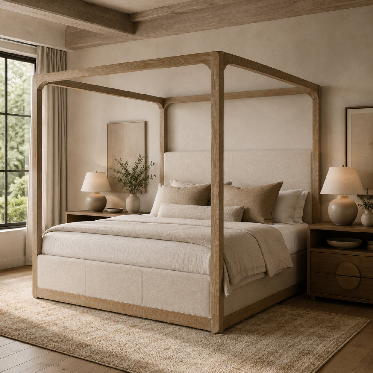 Oak Canopy King Bed | OROA Modern Sergio