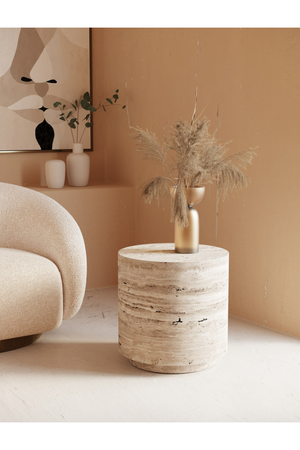 Travertine End Table | OROA Modern Roma