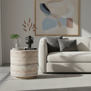 Travertine End Table | OROA Modern Roma