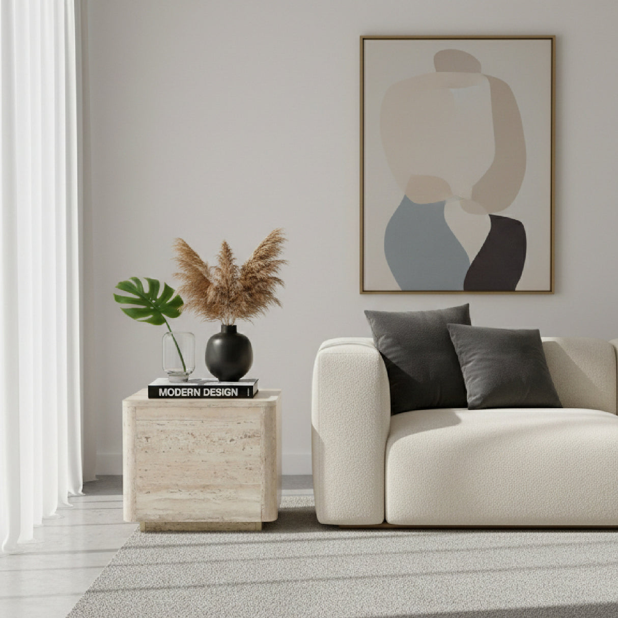 Travertine End Table | OROA Modern Roma