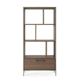 Brown Oak & Concrete Bookcase | OROA Modern Boston