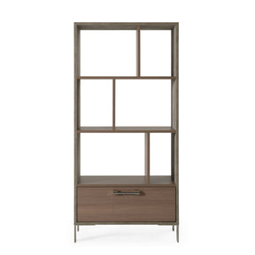 Modern European furniture - Brown Oak & Concrete Bookcase  - www.oroa.com