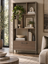 Brown Oak & Concrete Bookcase | OROA Modern Boston