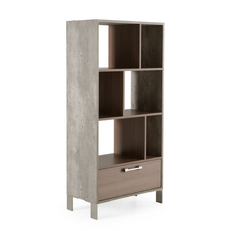 Brown Oak & Concrete Bookcase | OROA Modern Boston