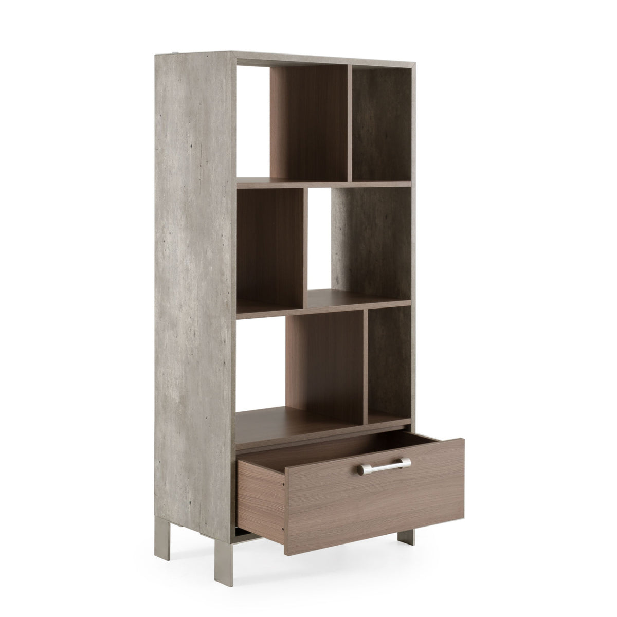 Brown Oak & Concrete Bookcase | OROA Modern Boston
