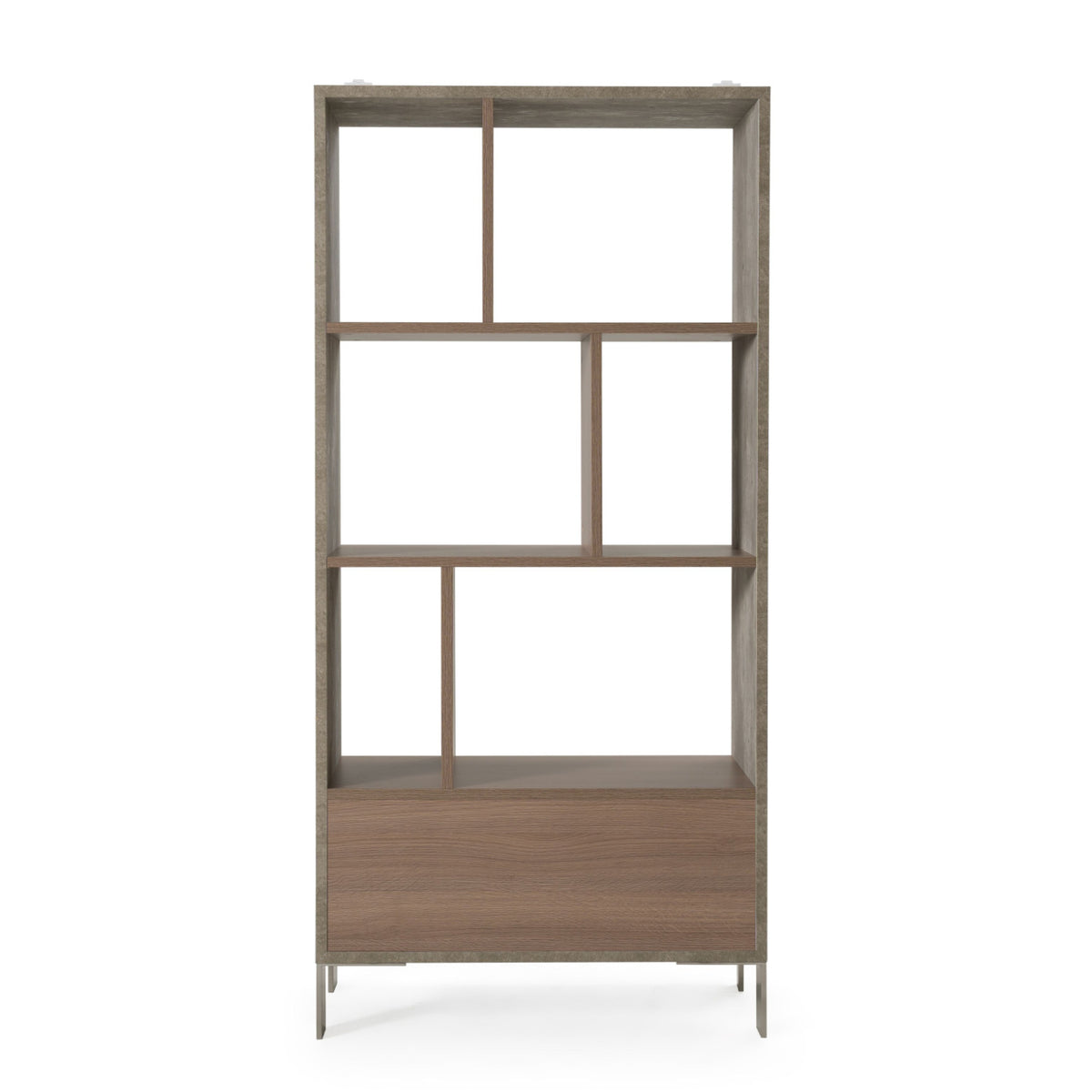 Brown Oak & Concrete Bookcase | OROA Modern Boston
