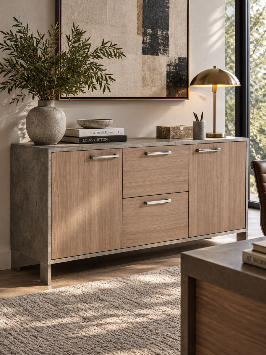 Brown Oak Office File Cabinet | OROA Modern Boston