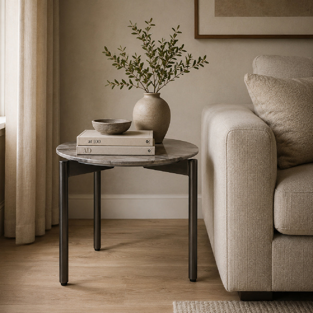 Gray Marble Look Side Table | OROA Modern Lothal