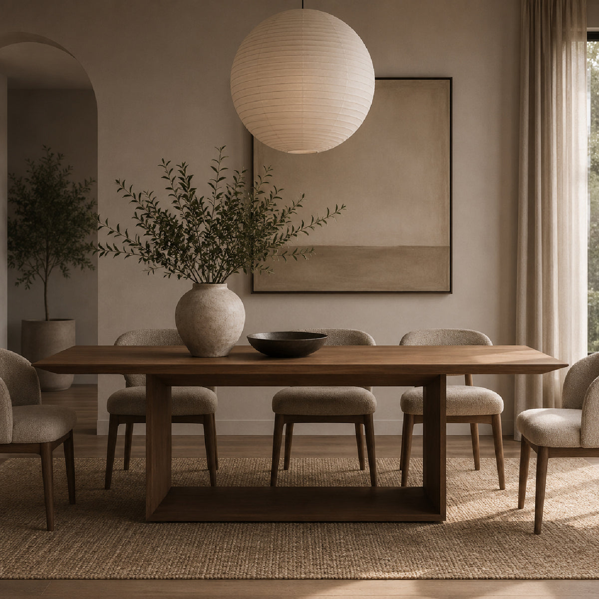 Wooden Beveled Edge Dining Table | OROA Modern Channa