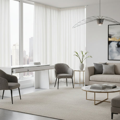 Glossy White 3-Drawer Desk | OROA Modern Chelsey