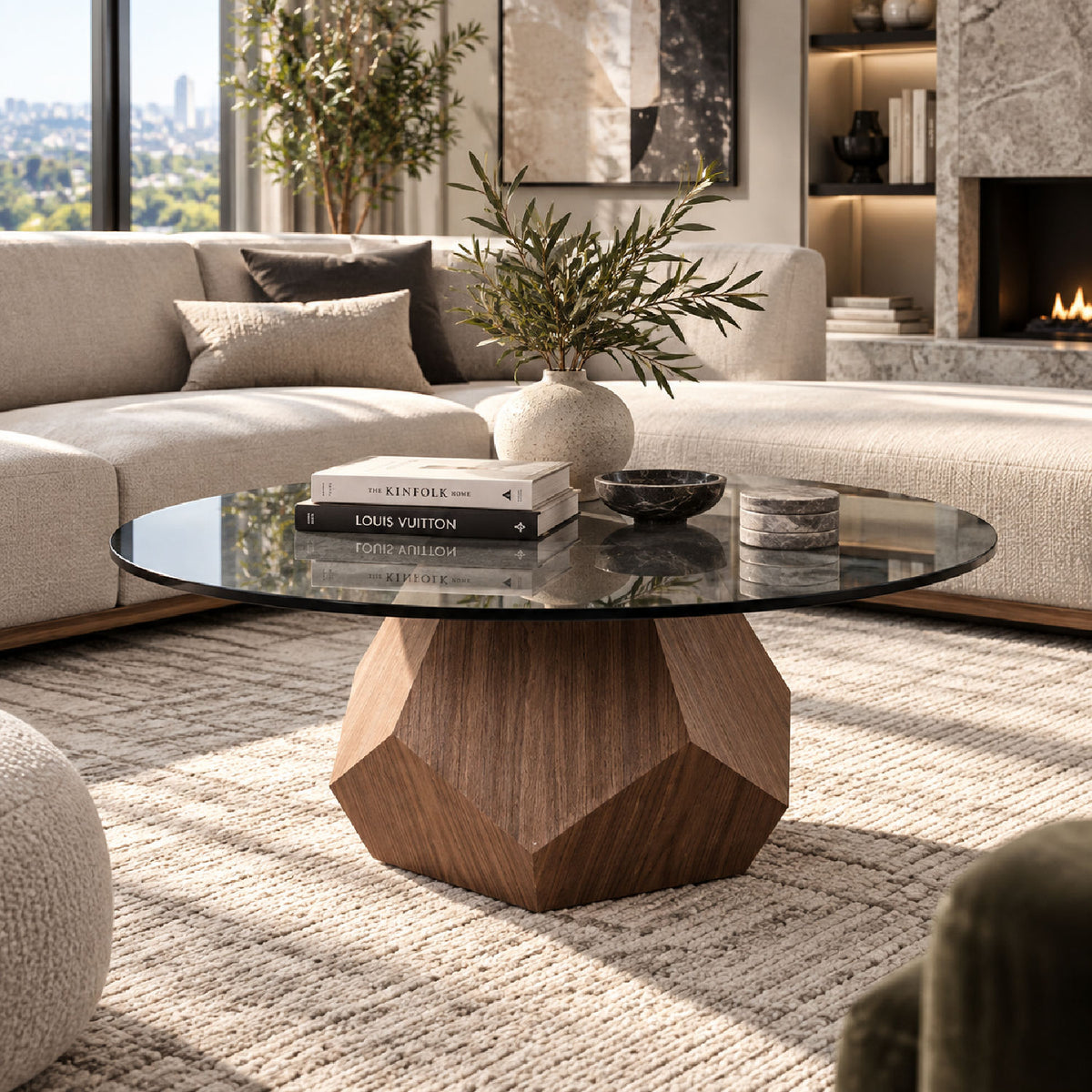 Round Smoked Glass Coffee Table | OROA Modern Rackham