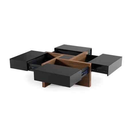 Black Square 4-Drawer Coffee Table | OROA Modern Makai