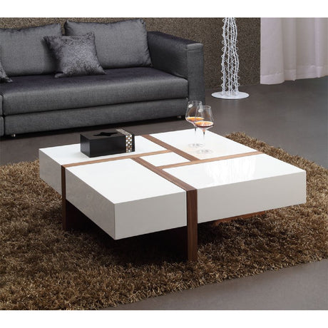 Modern European furniture - White Square 4-Drawer Coffee Table - www.oroa.com
