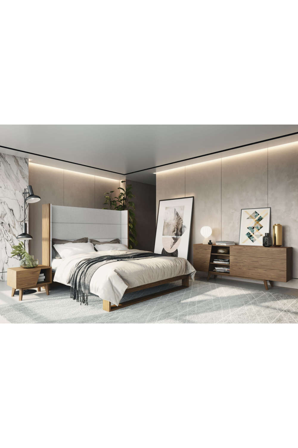 Gray Wingback Bed | OROA Modern Heloise