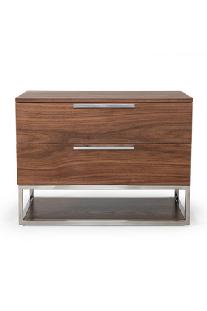 Walnut Veneer 2-Drawer Nightstand | OROA Modern Heloise | Oroa.com