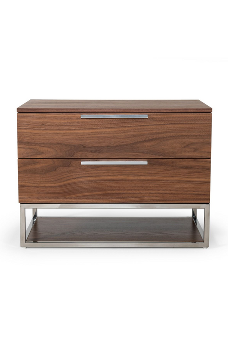 Walnut Veneer 2-Drawer Nightstand | OROA Modern Heloise | Oroa.com