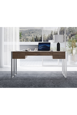 Walnut Veneer 4-Drawer Desk | OROA Modern Orcutt | Oroa.com